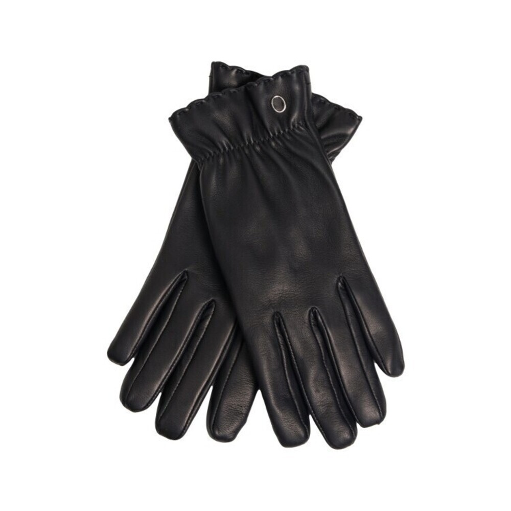 Orciani Black Leather Gloves With Gathered Cuff And Metal Logo - NWT